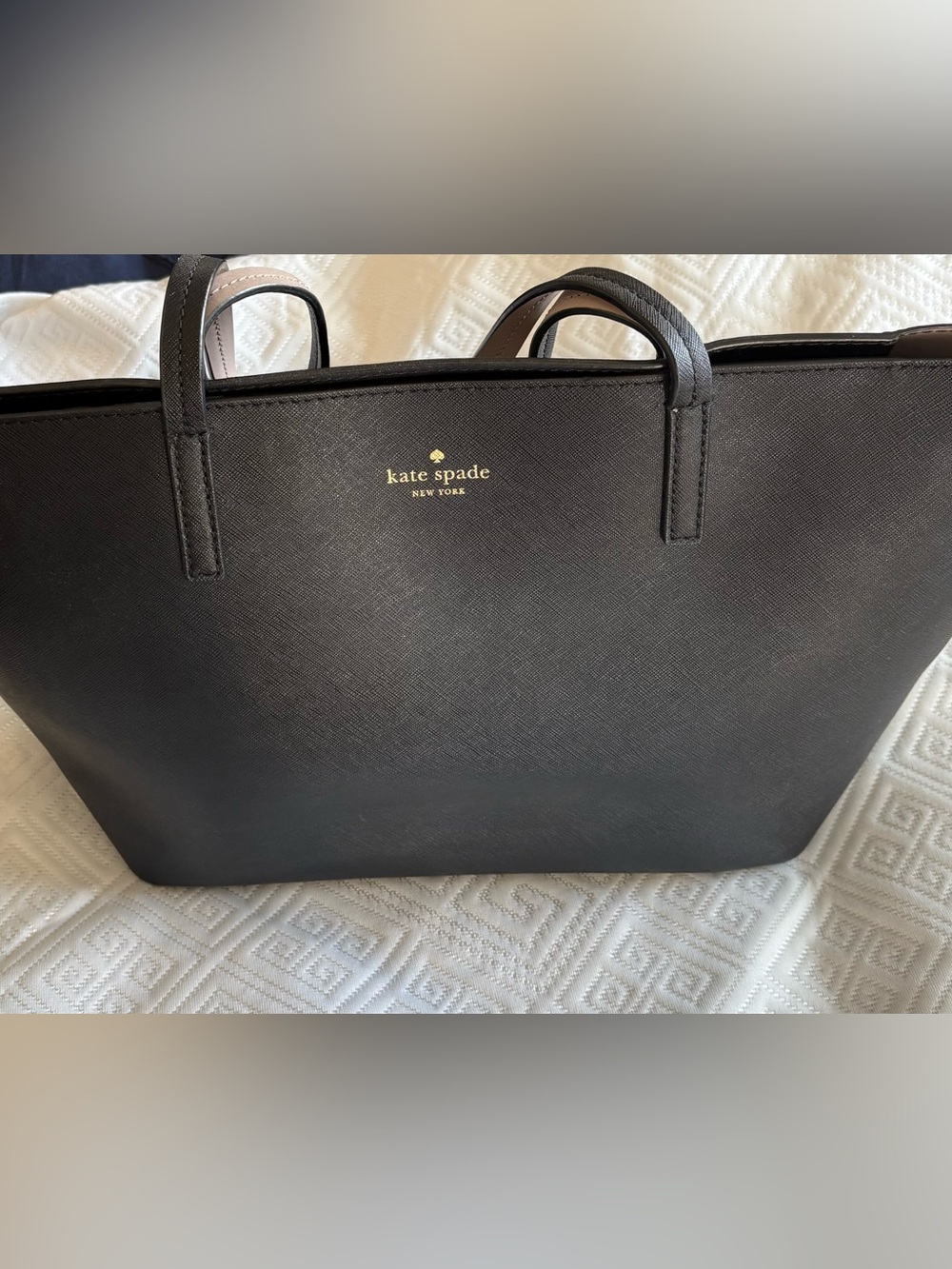 Kate Spade New York Black Saffiano Structured Tote Handbag
